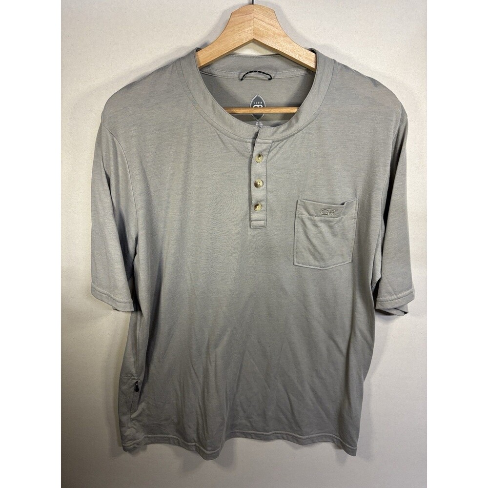 Club Ride Shirt Mens XL Red Gray Stripe Cycling Henley Zip Placket Short Sleeve